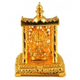 Golden Metal Saraswati Temple 5.5 X 4.0cm