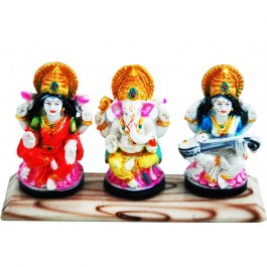 Laxmi Ganesh Saraswati Idol (18cm X 5cm X 10cm)